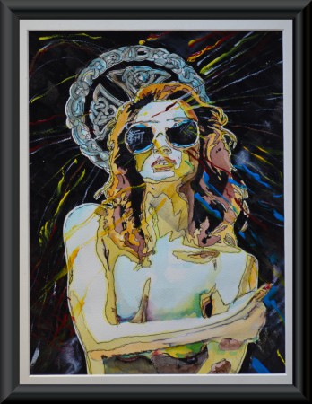 "Femme a lunette" - 36x51cm  Acrylique - Encre 170€ 