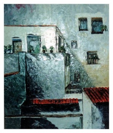 "Les toits de Lisabone" Huile sur chassis lin 60F : 130x97cm - Vendu