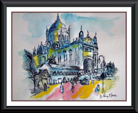 "Basilique de Lisieux" - Etude2 - Aquarelle-Encre - 150€