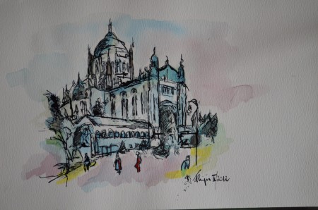 "Basilique de Lisieux" - Etude 1 - Aquarelle-Encre - 150€