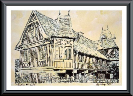"Beuvron-en-Auge" 30x40cm Encre - Collection Privée